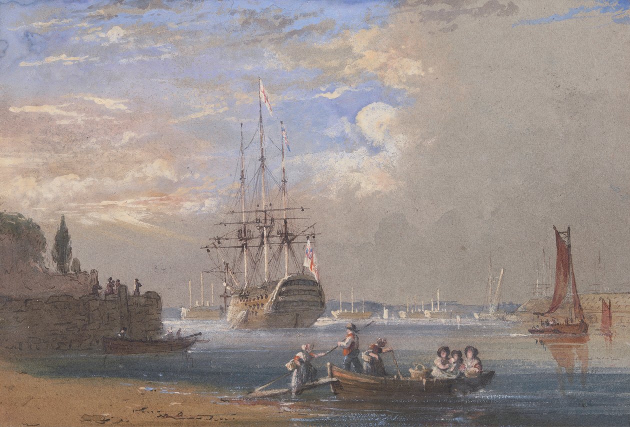 Plymouth'ta HMS St. Vincent by Nicholas Condy