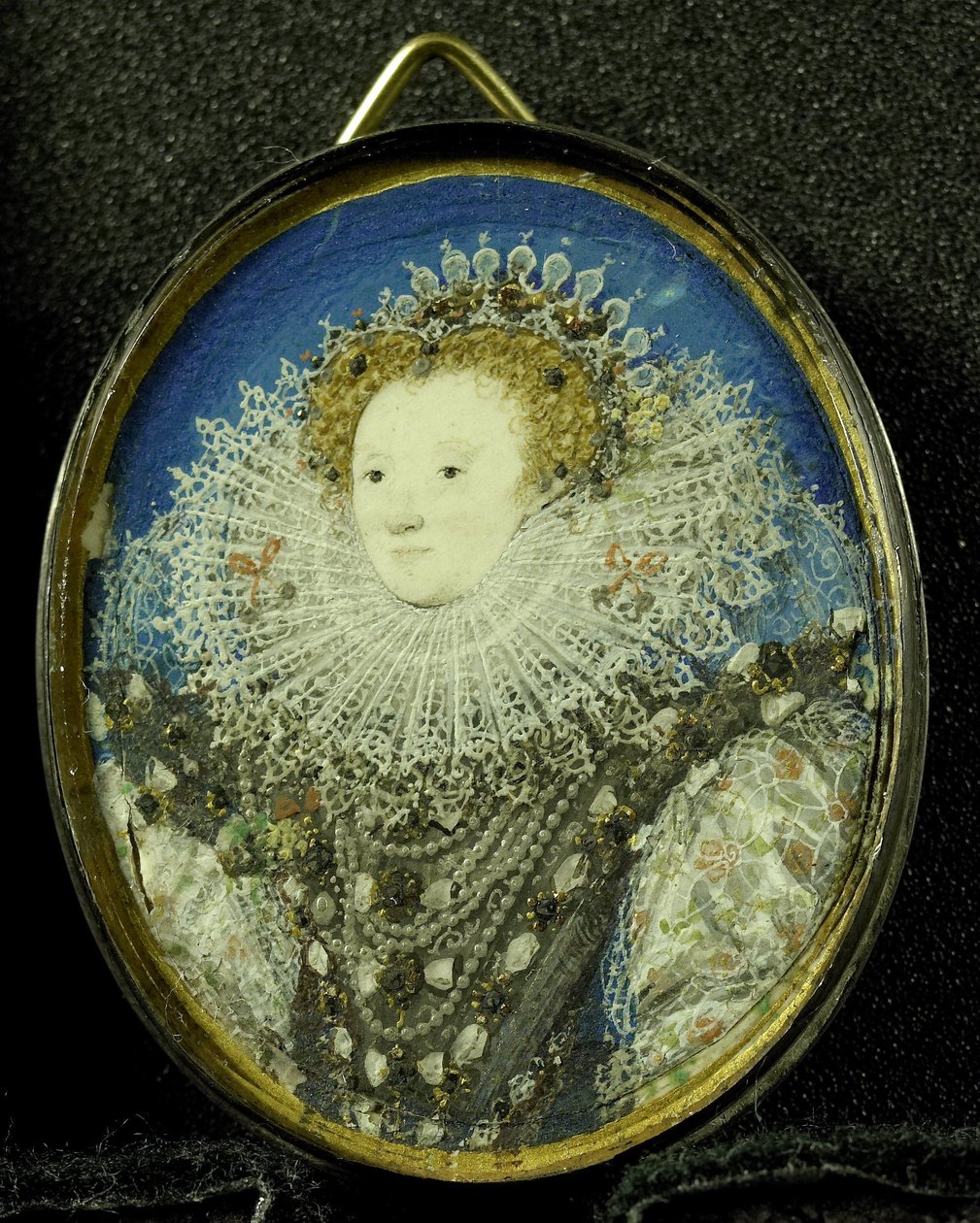 İngiltere Kraliçesi I. Elizabeth, c.1600 (parşömen, gümüş ve cam) by Nicholas Hilliard