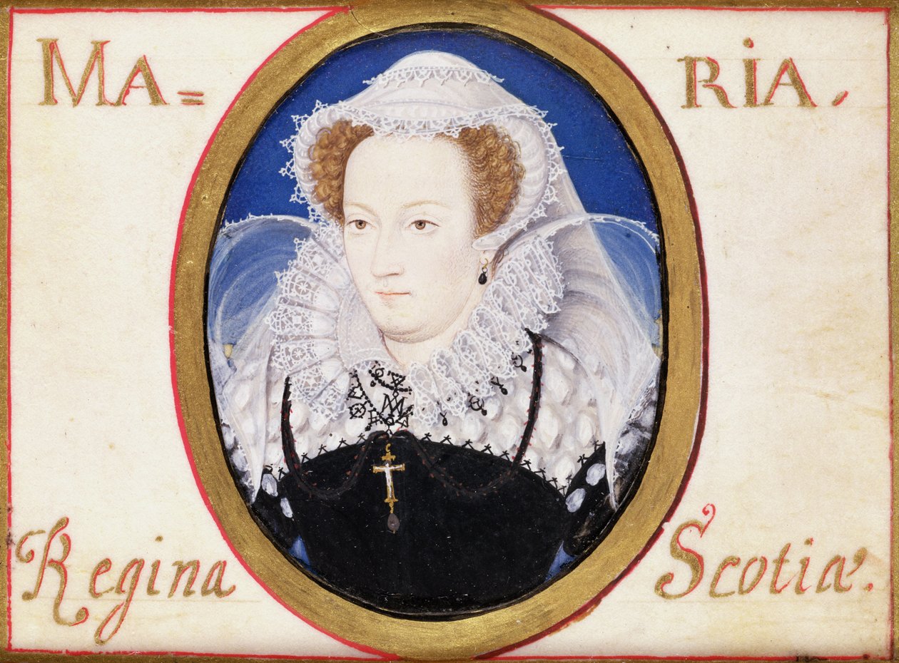 İskoç Kraliçesi Mary (1542-87) (parşömen üzerine guaj) by Nicholas Hilliard