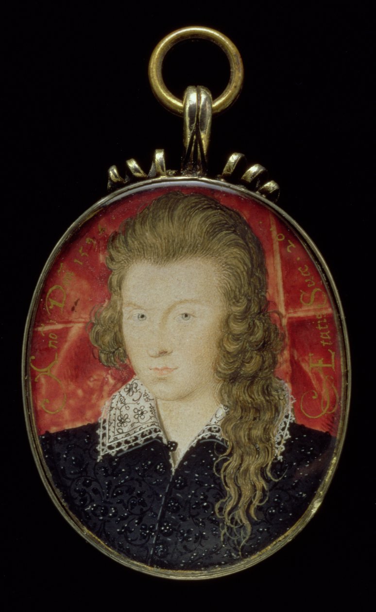 No.3856 Henry Wriothesley, 3. Southampton Kontu (1573-1624), c.1594 (parşömen üzerine guaj) by Nicholas Hilliard
