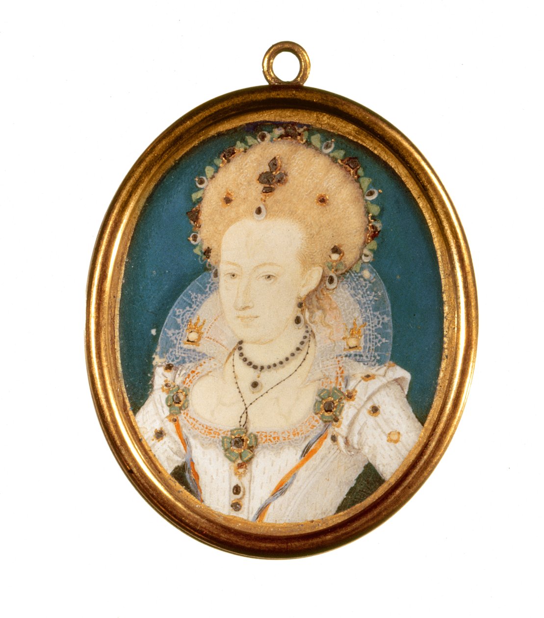 Danimarka Kraliçesi Anne (parşömen üzerine suluboya) by Nicholas Hilliard