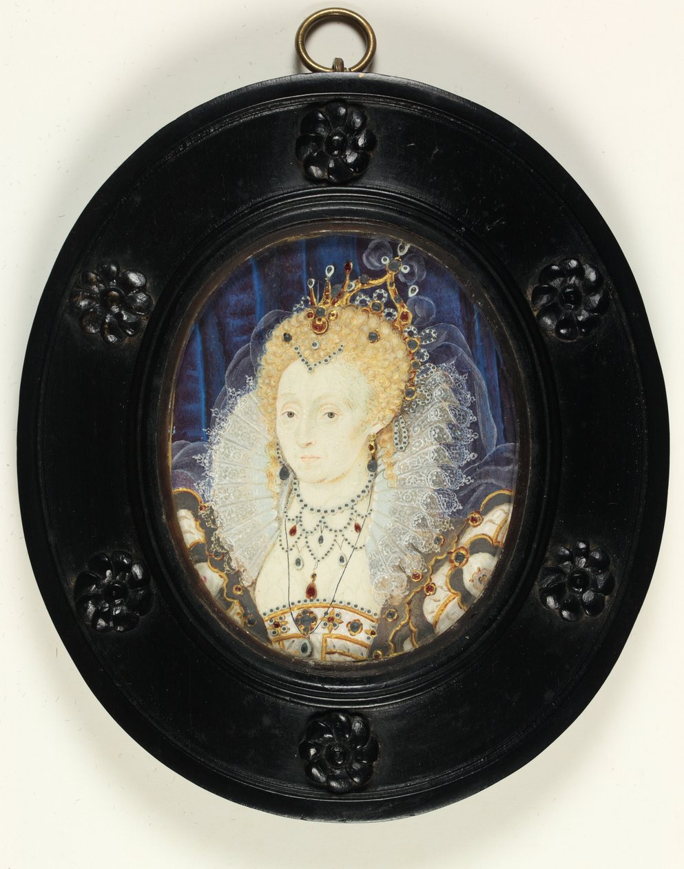 Kraliçe I. Elizabeth (fildişi üzerine sulu boya) by Nicholas Hilliard