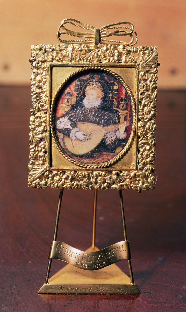 Kraliçe I. Elizabeth ud çalıyor (minyatür pirinç sehpa dahil) (ayrıca bkz. 75751) by Nicholas Hilliard
