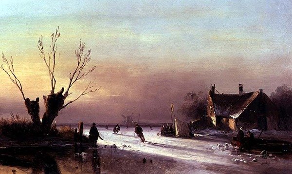 Buz Üzerinde Bir Akşam Manzarası by Nicholas Jan Roosenboom