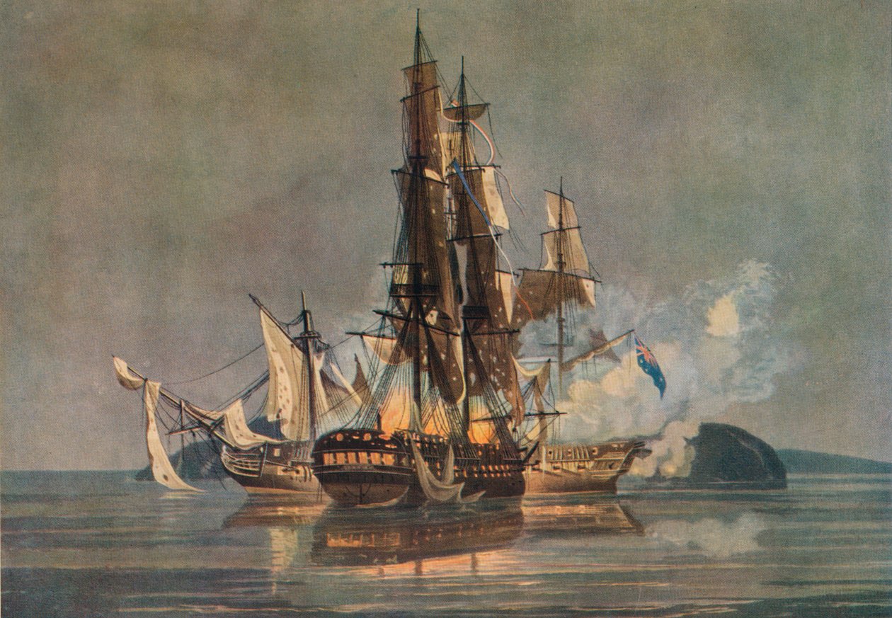 Son Fransız-İngiliz Fırkateyn Eylemi, c1815 by Nicholas Pocock
