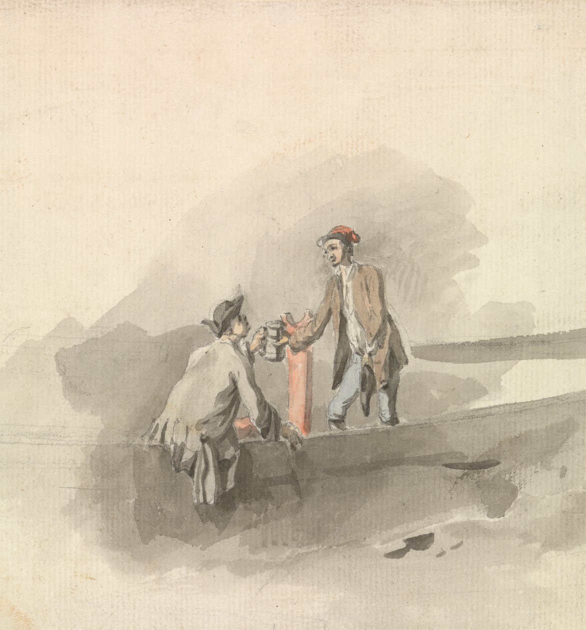 Kayıktaki İki Adam Tankardları şakırdatıyor (?) by Nicholas Pocock