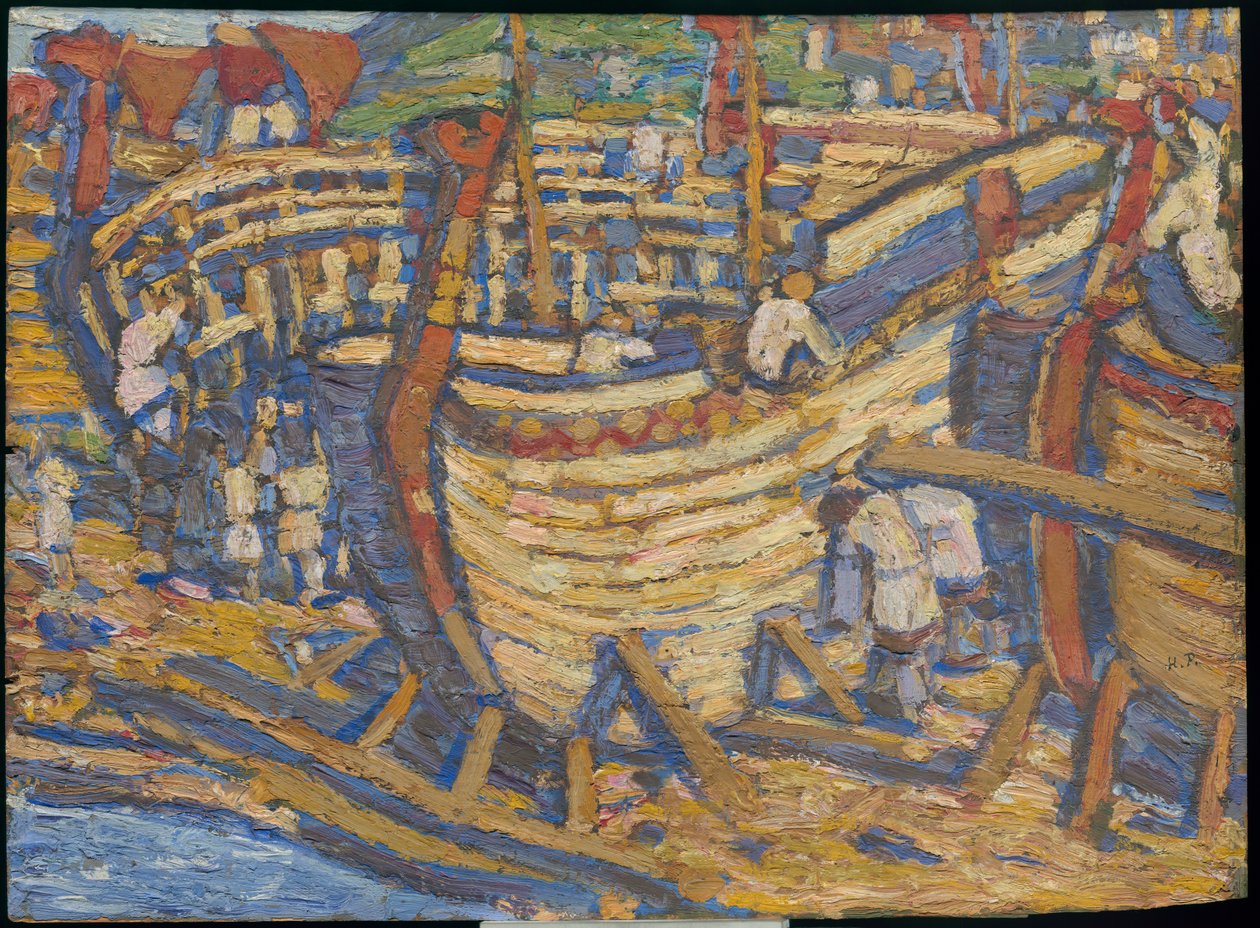 Gemileri İnşa Etmek. Aynı başlıktaki resim için eskiz, 1903 by Nicholas Roerich