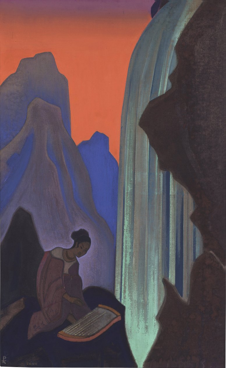 Chant de la cascade - Şelalenin Şarkısı par Roerich, Nicholas (1874-1947). Tuval üzerine tempera, boyut : 99,5x61,5, , Devlet Doğu Sanatları Müzesi, Moskova by Nicholas Roerich