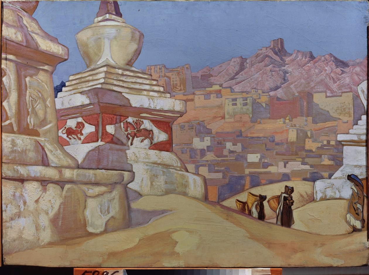 Kurye of Good Fortune (Maitreya süitinden). Tibet Budizmi. Nicholas Roerich (1874-1947), karton üzerine tempera çalışması by Nicholas Roerich