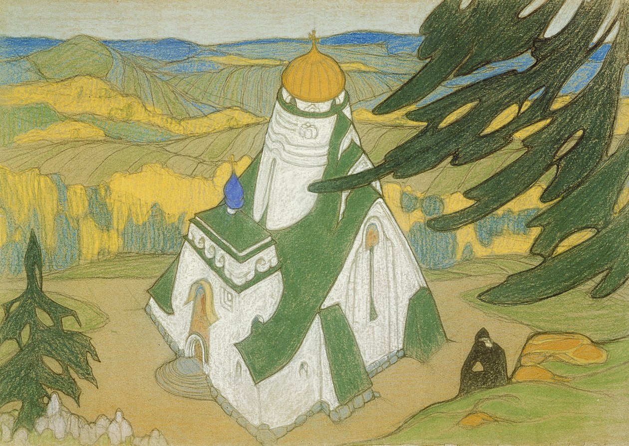 20. yüzyılın başlarında çizim by Nicholas Roerich