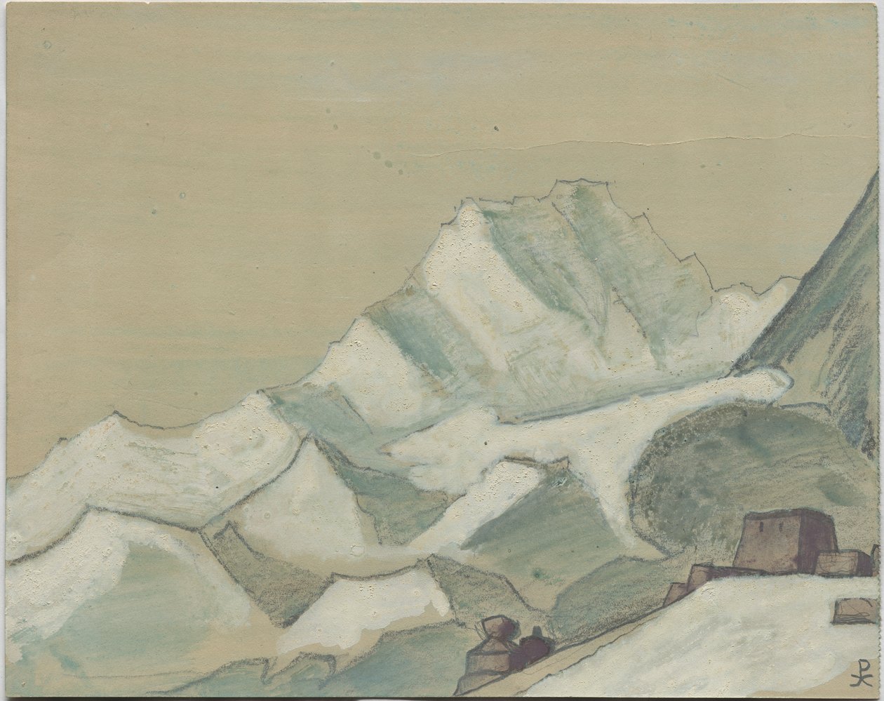 Bulutların ötesindeki Himalayalar, eskiz, 1933 by Nicholas Roerich