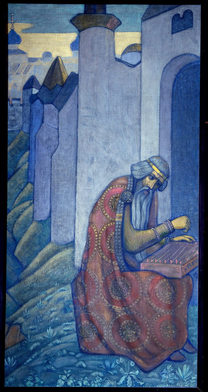 Rus ozan Boyan, 11. yüzyılda gusli (gusli, housli, husli) çalıyor. Nicolas (Nicholas) Roerich