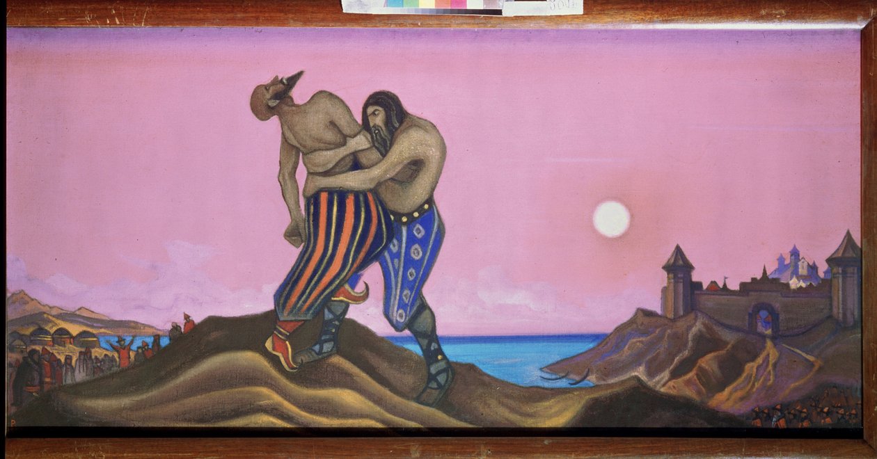 Mstislav ve Rededya arasındaki düello. (Temeraire (983-1036) olarak bilinen Chernigov Büyük Prensi Mstislav). Nicholas Roerich (1874-1947), tuval üzerine tempera by Nicholas Roerich