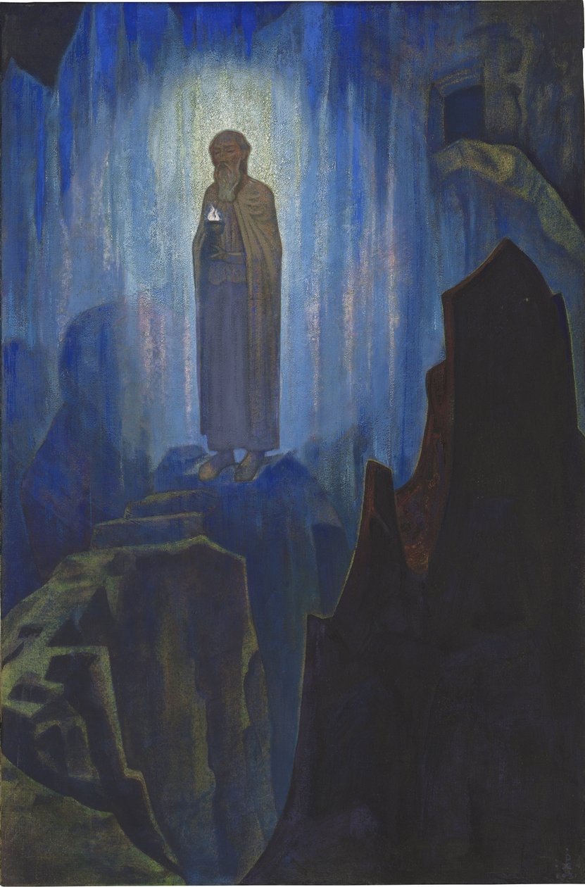 Lumiere celeste - Gökyüzünün Işığı par Roerich, Nicholas (1874-1947). Tuval üzerine tempera, ebat : 124x80 by Nicholas Roerich