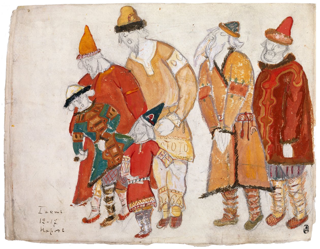 İnsanlar. A. Borodin'in Prince Igor operası için kostüm tasarımı, 1914 by Nikolai Konstantinowitsch Roerich