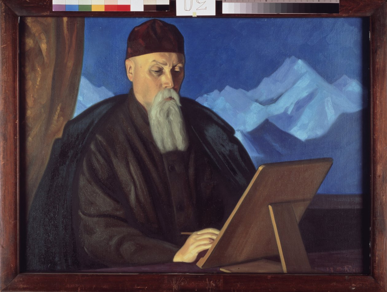 Sanatçı Nicolas (Nicholas) Roerich'in (1874-1947) portresi. Tablo Sviatoslav Nikolayevich Roerich (1904-1993) tarafından, tuval üzerine tempera. Rus sanatı, 20. yüzyıl, modern sanat. Devlet Tretyakov galerisi, Moskova. by Nicholas Roerich