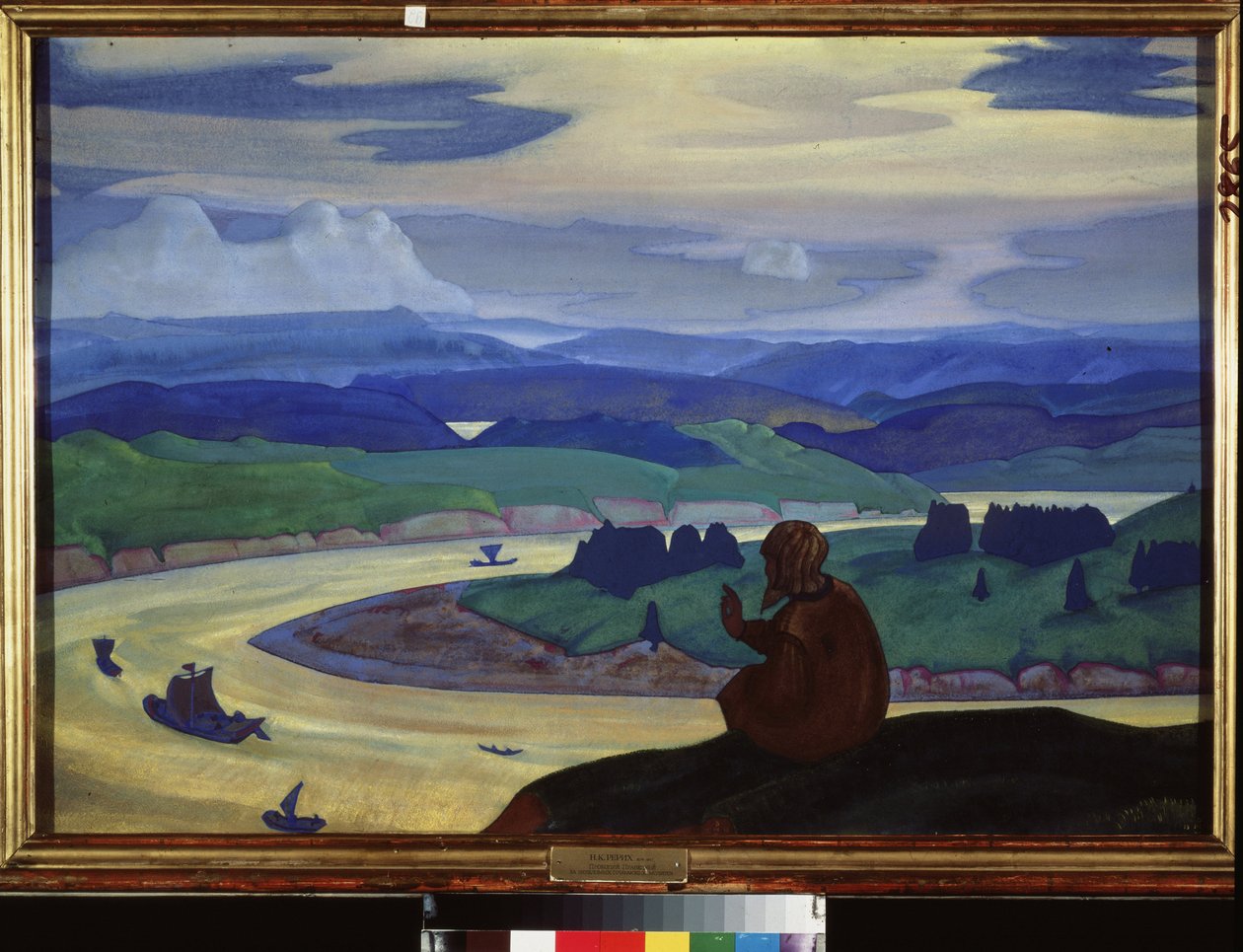 Procope the Great (veya Le Tondu) (1380-1434 dolaylarında) bilinmeyen gezginler için dua ediyor. Nicholas Roerich (1874-1947), karton üzerine tempera çalışması by Nicholas Roerich