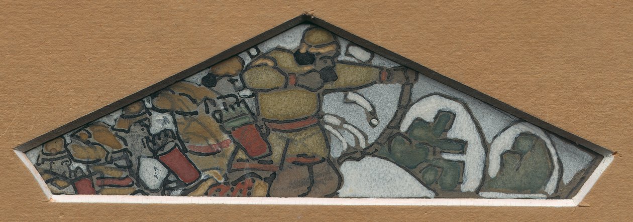 Mayolika frizinin "Northern Life" en soldaki üçgen dekorasyonu için eskiz, 1905 by Nicholas Roerich