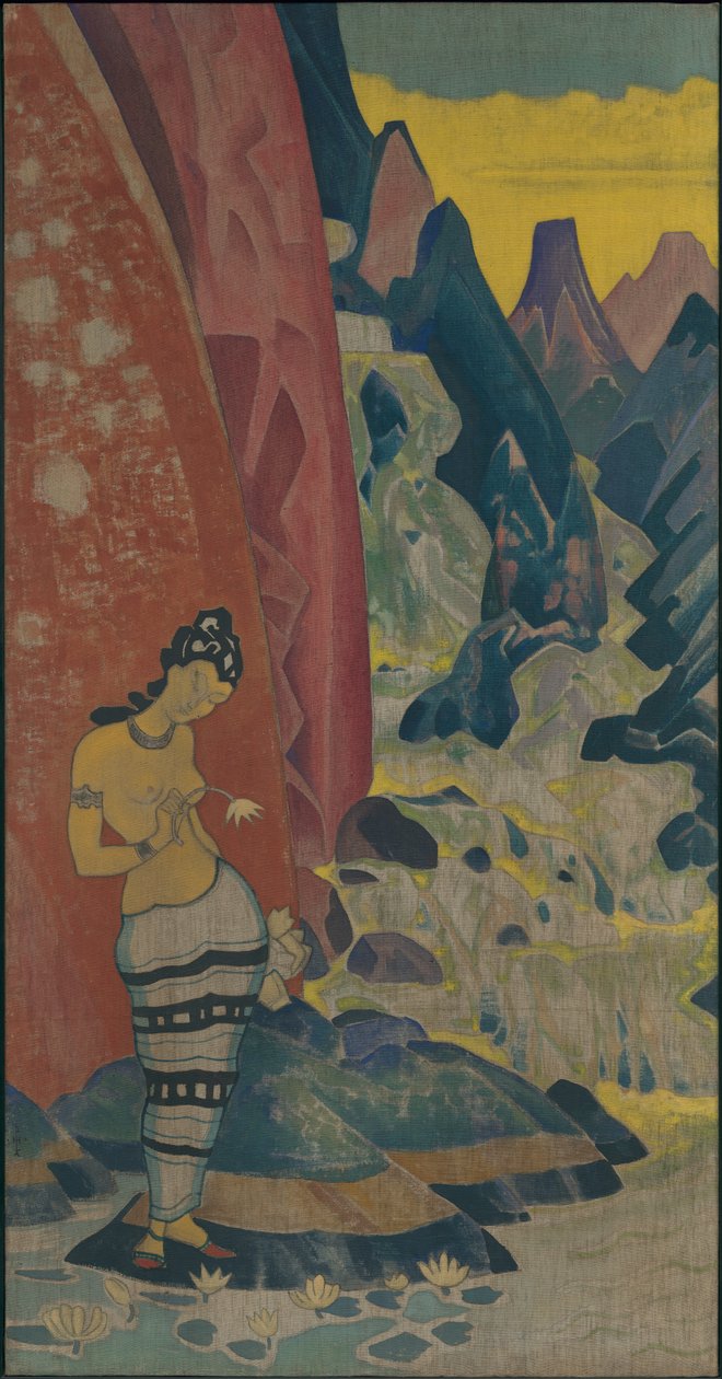 Şelalenin Şarkısı, dekoratif pano, "Bilgelik Düşleri" serisi, 1920 by Nicholas Roerich