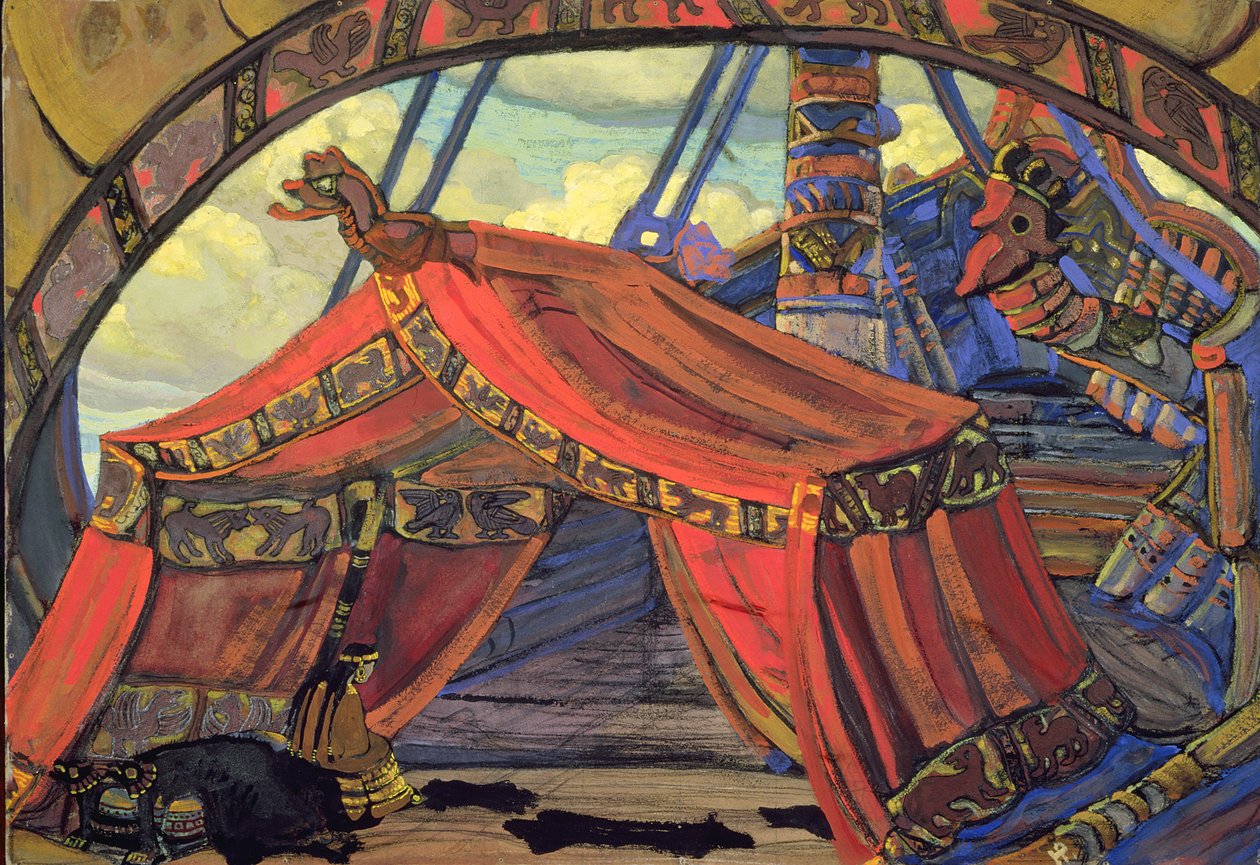 Wagner tarafından "Tristan ve Isolde" için sahne tasarımı, 1912 by Nicholas Roerich