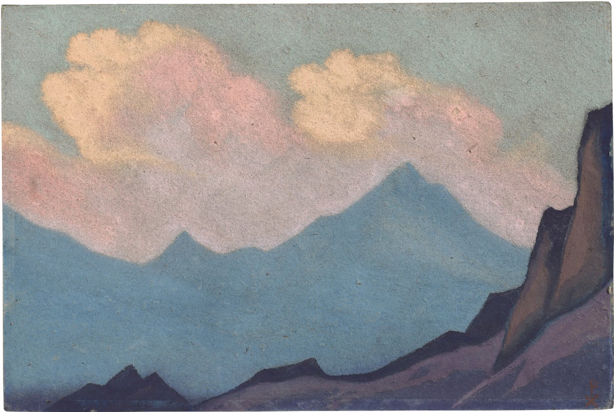 Himalayalar par Roerich, Nicholas (1874-1947). Karton üzeri tempera, ebat : 30,5x45,7 by Nicholas Roerich