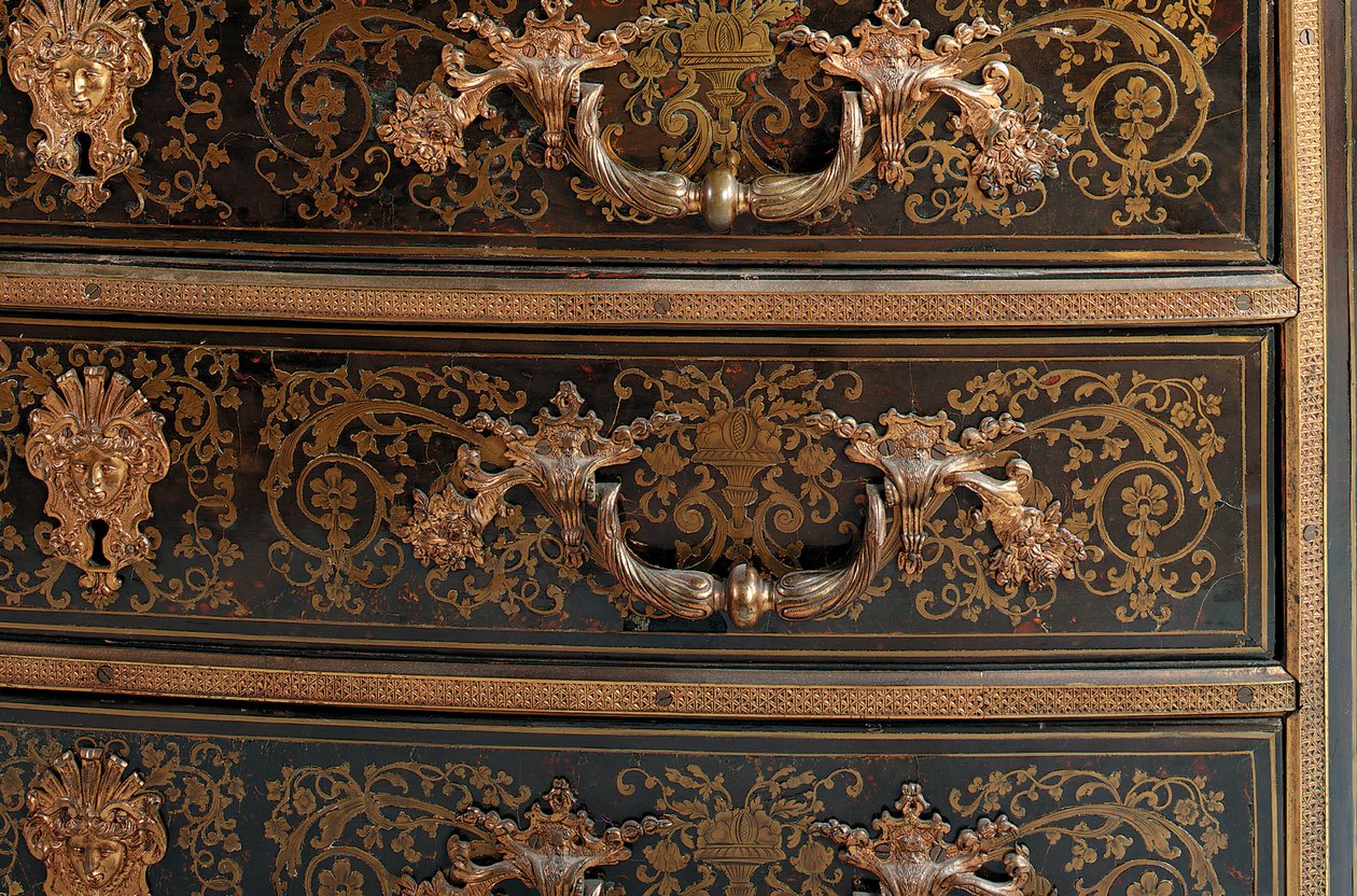 Louis XIV komodinin detayı (ormolu, pirinç, bağa ve abanoz boulle) (ayrıca bkz. 486114-19) by Nicholas Sageot