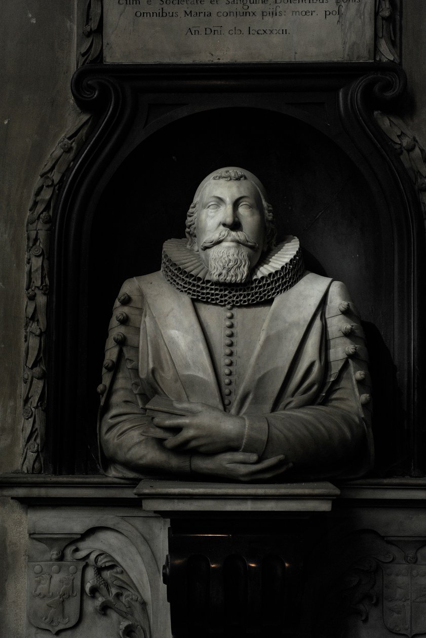 Hugo Barker Anıtı, 1632 (mermer) by Nicholas Stone