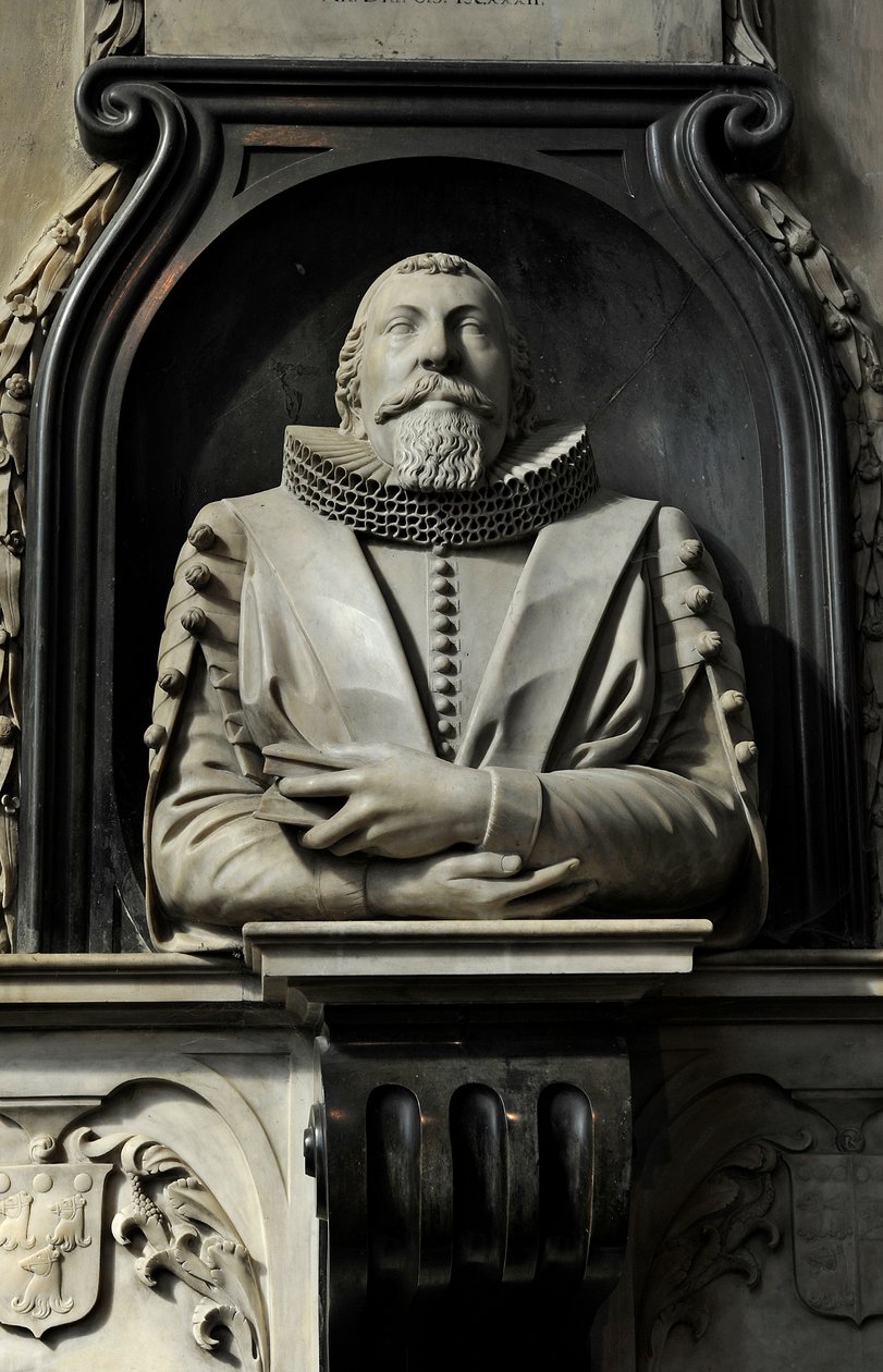 Hugo Barker Anıtı, 1632 (mermer) by Nicholas Stone