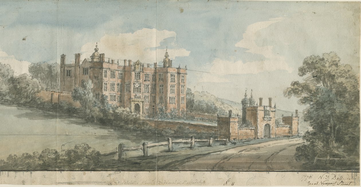 Beaudesert Hall ve Park: sulu boya, 1770 by Nicholas Thomas Dall