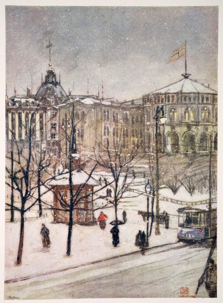 Parlamento Binası (Strorthing), Christiania, 1905 by Nico Jungman