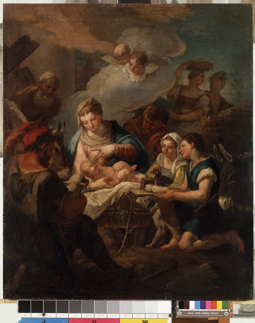 ""İsa Çocuğunun Hayranlığı"" (Mesih Çocuğunun Hayranlığı) Tablosu Nicola Grassi (1682-1748) 18. yüzyıl Mikalojus Konstantinas Ciurlionis Güzel Sanatlar Müzesi, Kaunas, Litvanya by Nicolò Grassi