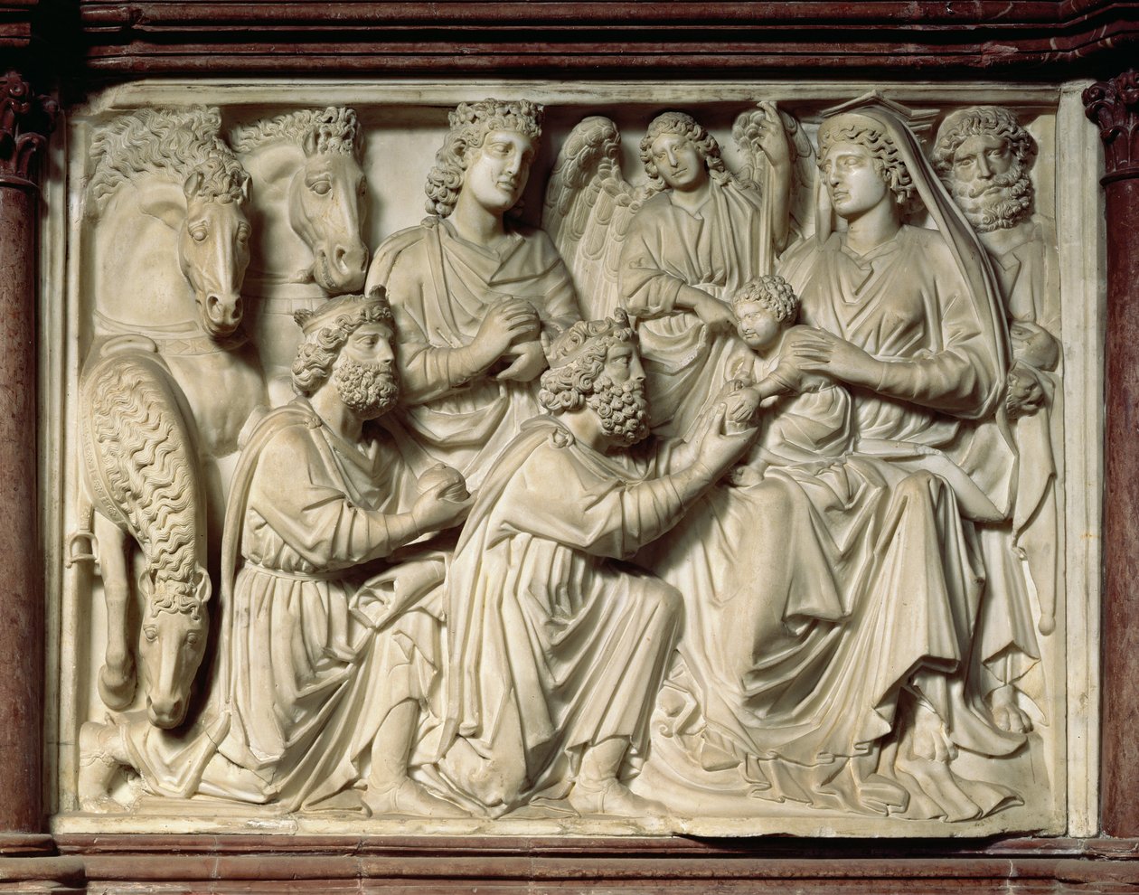 Minberden Mecusilerin Tapınmasını tasvir eden kabartma, 1260 by Nicola Pisano