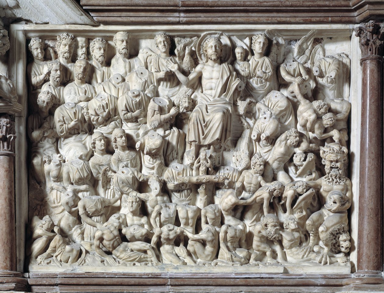 Son Yargı (Son Yargı) Sandalye Nicola Pisano (1215 / 20-1278 / 84) (Mermer minber) 1260 Baptistere Pisa Aziz John (Battistero san Giovanni di Pisa), İtalya by Nicola Pisano
