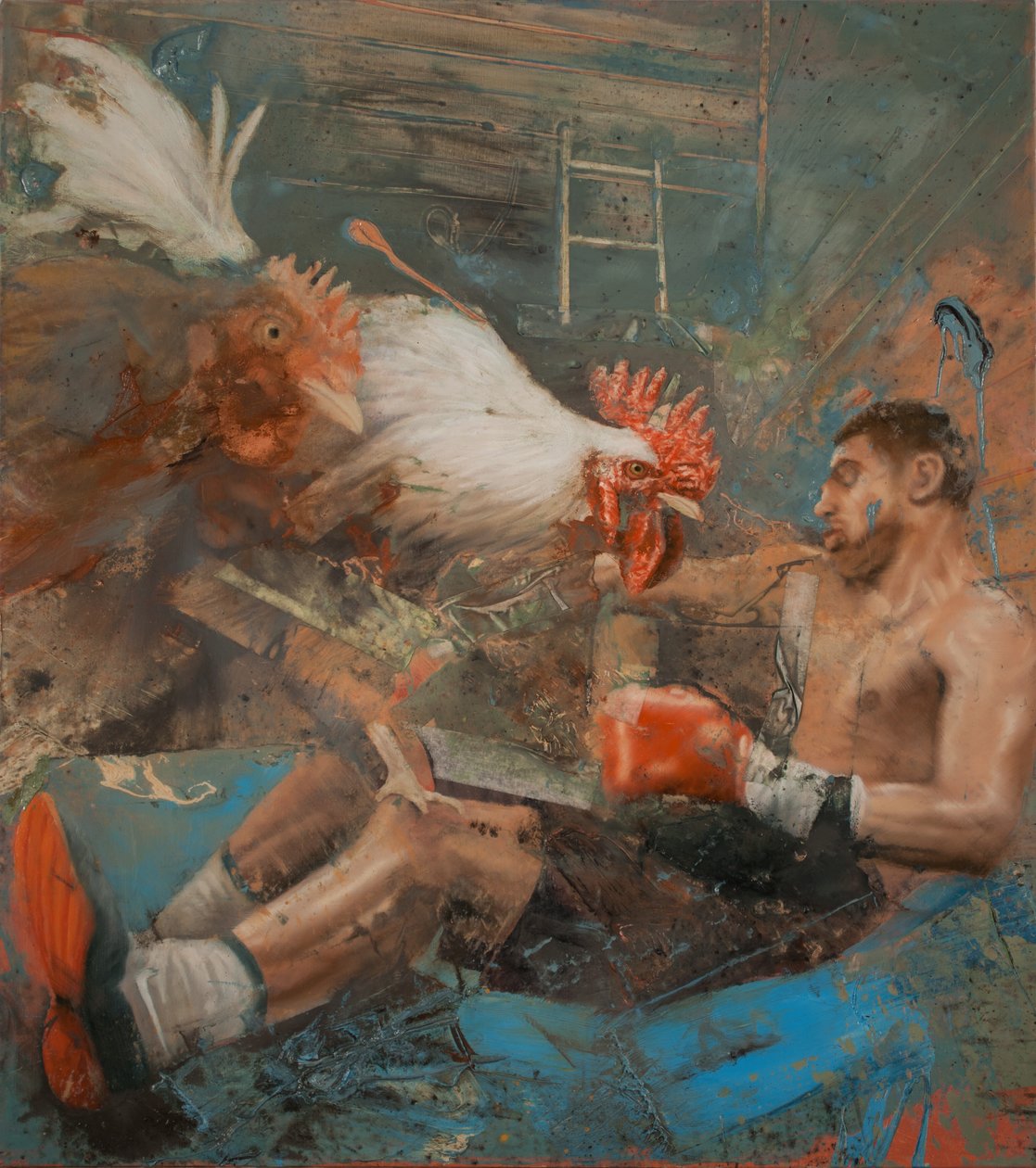 Horozlu boksör, 2018 (tuval üzerine yağlıboya) by Nicola Pucci
