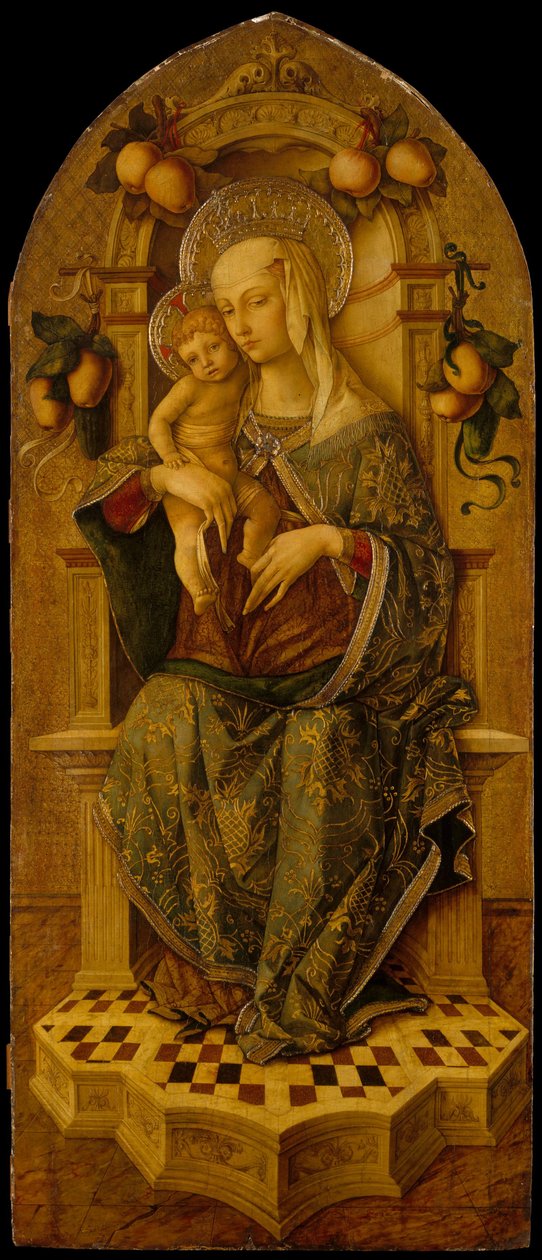 Madonna ve Child Enthroned, c.1475-90 (ahşap üzerine tempera, altın zemin) by Nicola de Maestro Antonio
