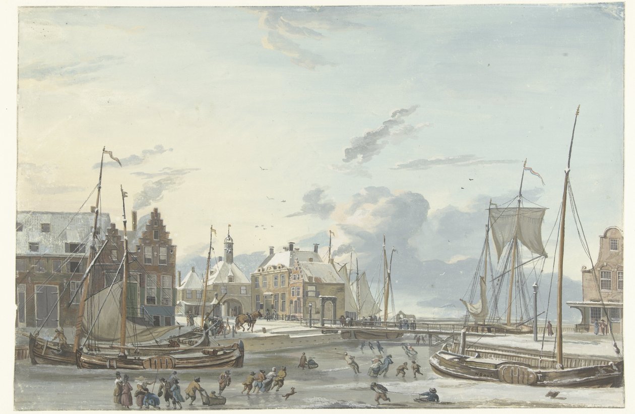Harlingen'de kış manzarası by Nicolaas Baur