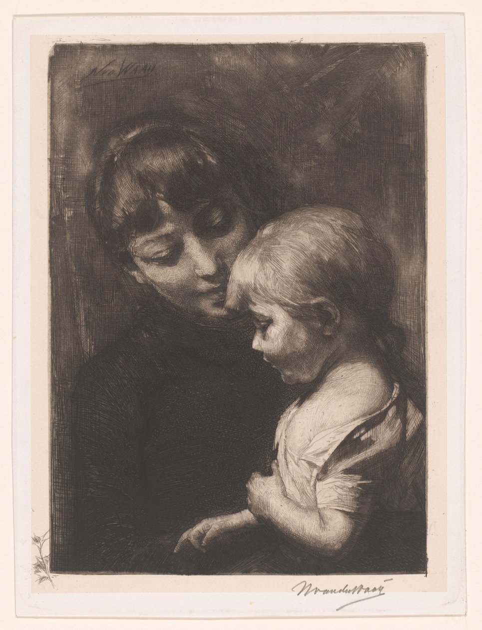 çocuklu kadın by Nicolaas van der Waay (signed by artist)