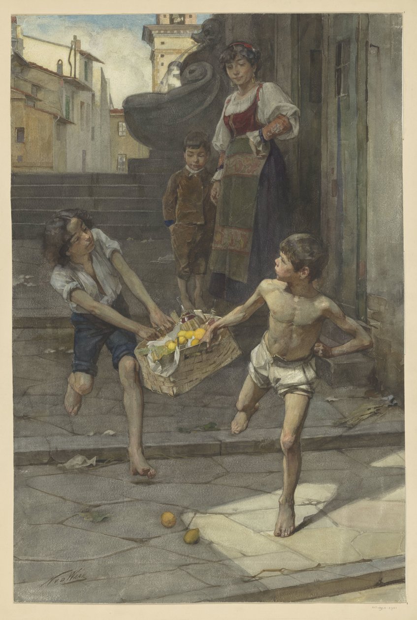 Bir İtalyan şehrinde sokak sahnesi by Nicolaas van der Waay