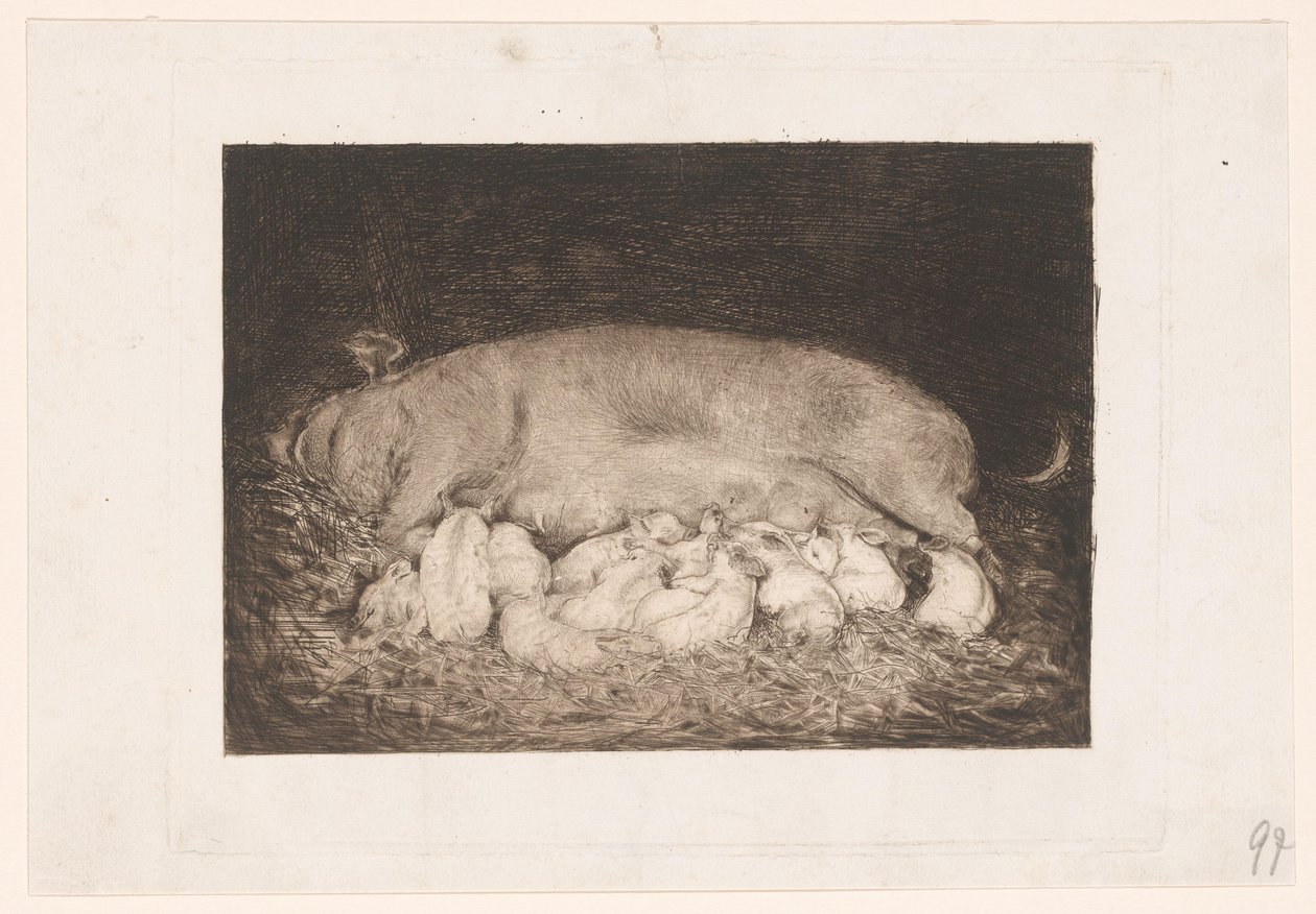 Domuz yavruları ile ekmek by Nicolaas van der Waay