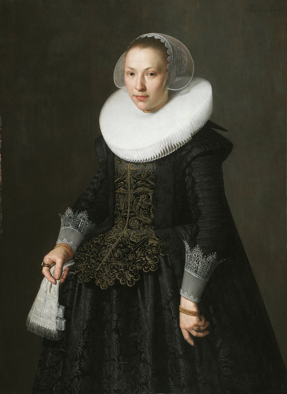 Bir Hanımefendinin Portresi, c.1630 (meşe panel üzerine yağlı boya) by Nicolaes 1590 1653 Eliasz
