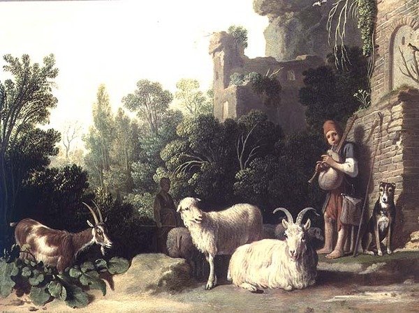 Gayda çalan keçi çobanı (panel) by Nicolaes Cornelisz c.1592 1655 Moeyaert