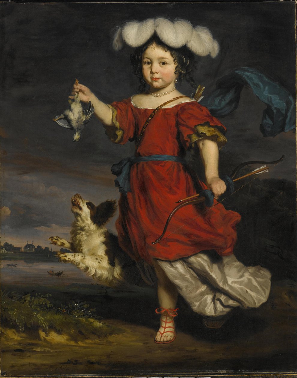Keçi Arabasında Bir Çocuk Portresi by Nicolaes Maes