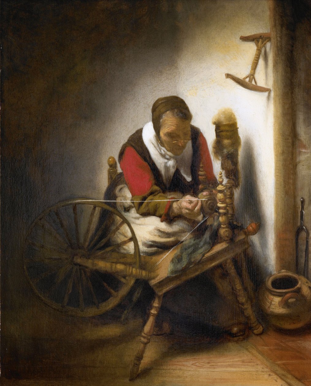 Bir Kadın Döner. by Nicolaes Maes