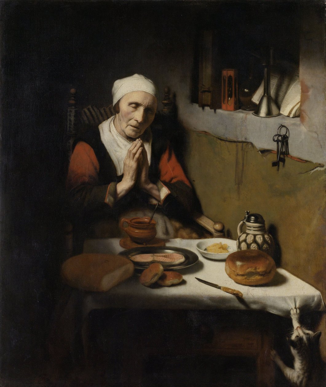 "Sonu Olmayan Dua" olarak bilinen Grace Diyen Yaşlı Kadın, c.1656 by Nicolaes Maes