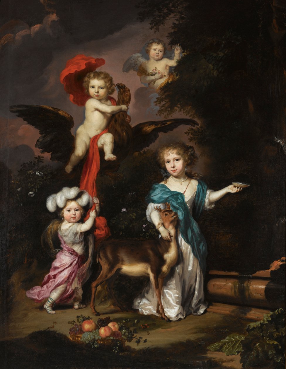 Dört Çocuğun Ceres, Ganymede, Bir Kerub ve Diana Olarak Portresi by Nicolaes Maes