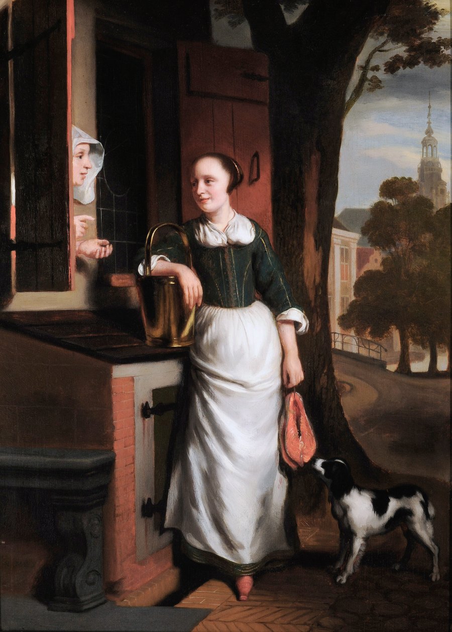 iki geveze ev hanımı by Nicolaes Maes