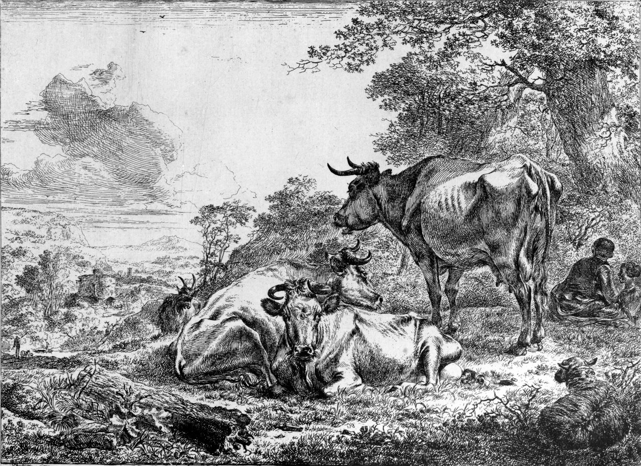 üç inek by Nicolaes Pietersz. Berchem