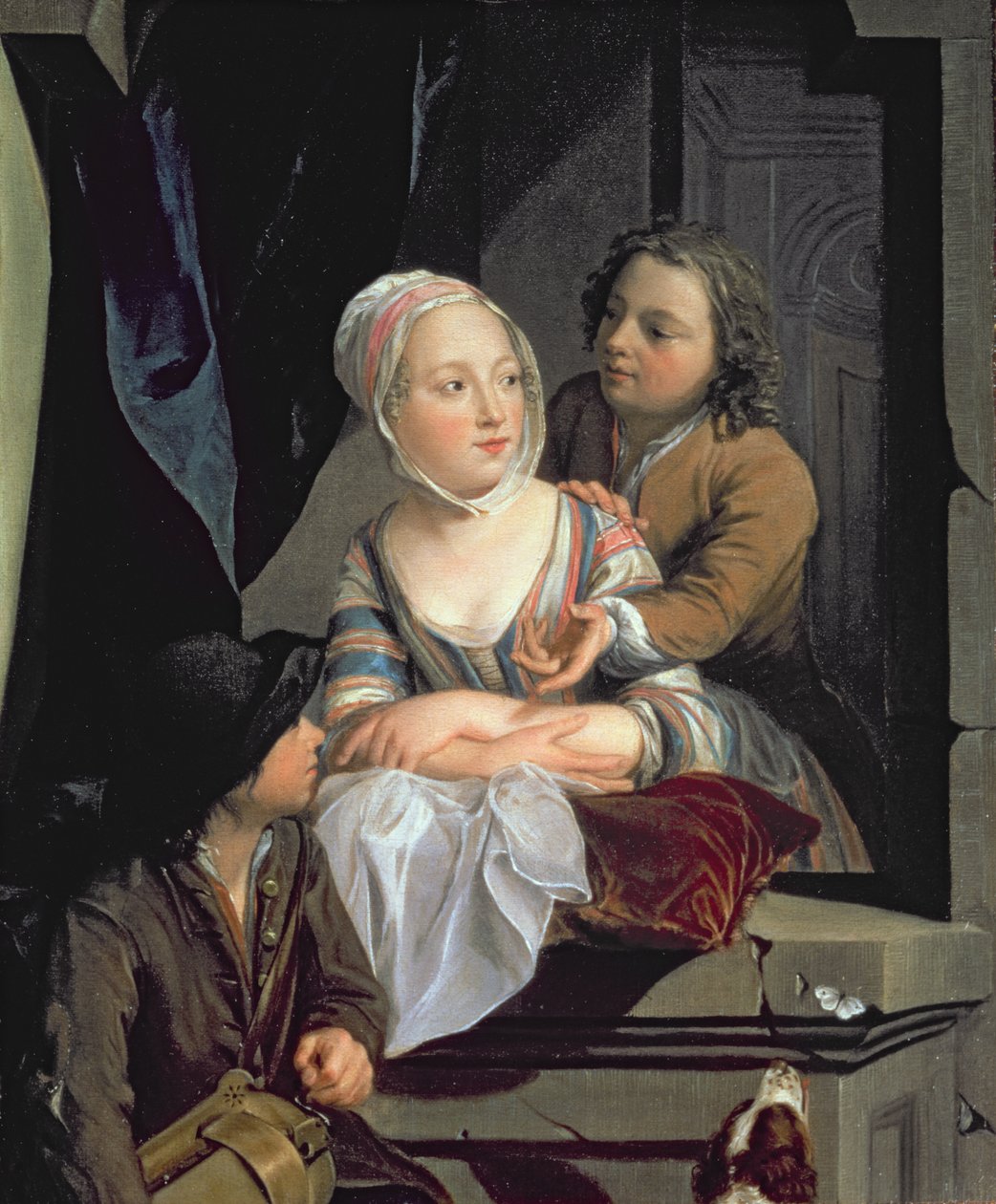 Bir pencerede aşıklar by Nicolaes Verkolje