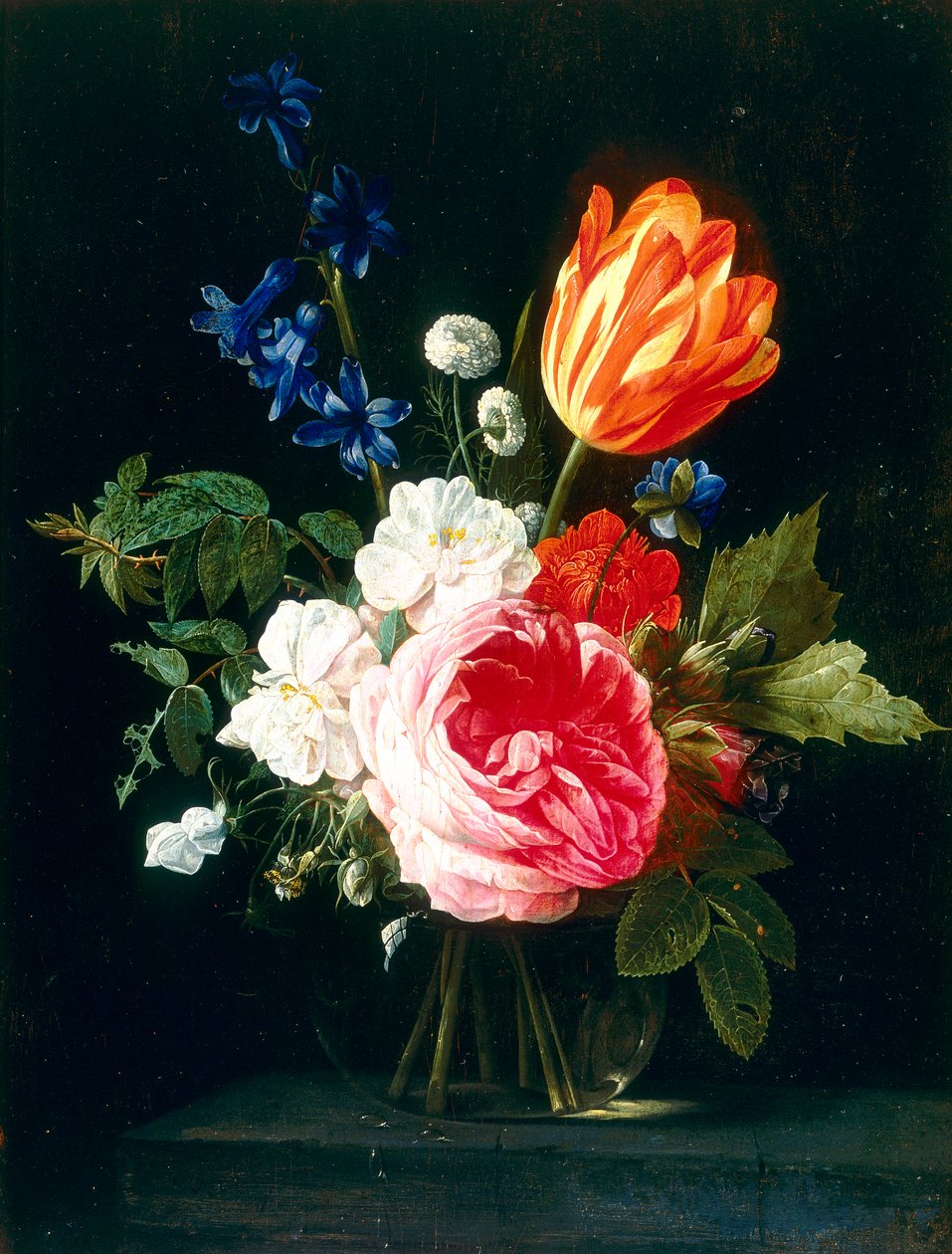 Bir demet çiçek ile metal vazo by Nicolaes van Veerendael