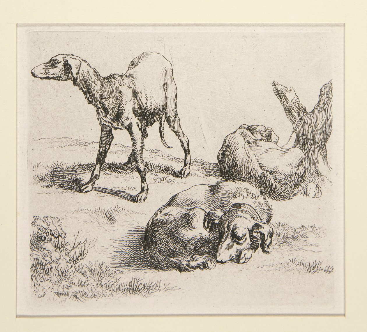 Çeşitli Hayvanlar Setinden 2 gravür, ağaçların altındaki adam, sözde Adam by Nicolaes Berchem